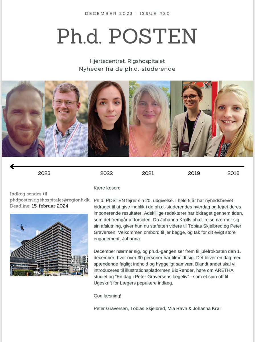 As I’m concluding my #PhD journey in early 2024 this issue of “Ph.d. POSTEN” 🗞️ will be my last🫀The #newsletter shares the achievements of PhD students with clinicians at <a href="/RigsHeart/">RigsHeart 🫀🚨</a>. It has truly been a pleasure collaborating with <a href="/JacobsenRavn/">Mia Ravn Jacobsen</a> 💪🏻