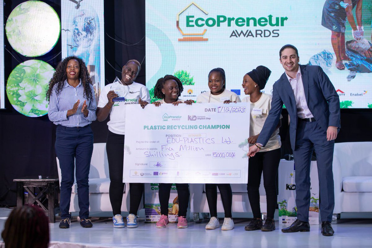 EduPlastics1's tweet image. "Breaking barriers and making waves!

The #Recycling Girls take home the crown as the 2023 Ugandan Best Plastic Recycling Champions at the #Ecopreneur Awards, leaving a lasting impact at #KID2023! organized by @EinsteinRising and @OndernemersNZ 

#EcopreneurAwardWinner