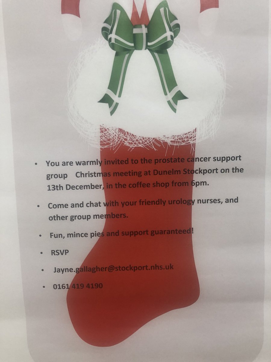 Our Stockport prostate cancer support group Christmas event is only a couple of weeks away - welcoming our new patients & supporting them through treatment & beyond 🌲@michmdavies @HillUrology @ChrisOL05142560 @Shazhaley