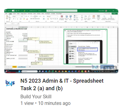 Morning everyone.  I've uploaded 2 new videos to my YouTube channel for N5 Admin &amp; IT.  One is for the database task, the other the spreadsheet one.  Please can you help me spread the word 😀
youtube.com/watch?v=g0b4Ea…