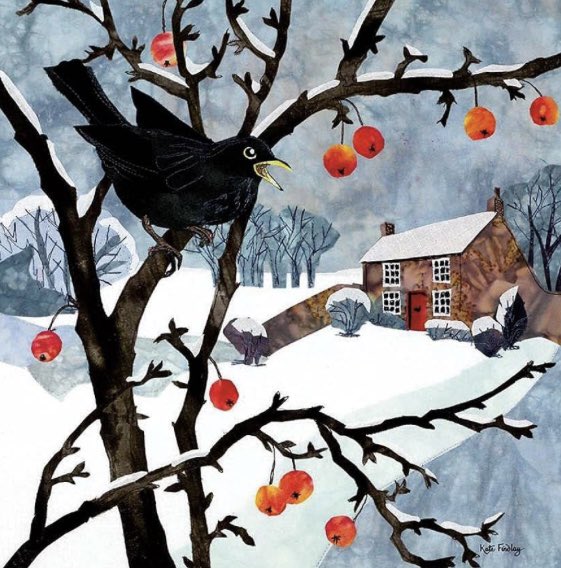 ArtGuideAlex's tweet photo. Blackbird and Crabapples #KateFindlay https://t.co/MQaZxZYQWo