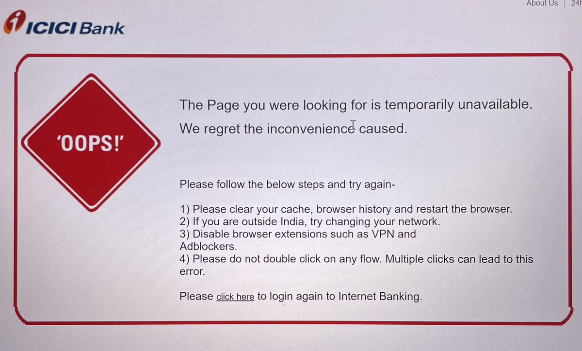 rajuaviyil's tweet image. Seriously @ICICIBank @ICICIBank_Care you need to do a better job. For the last 30 minutes its either session time-out or page unavailable