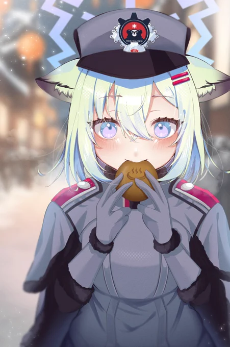 はむっ・・・ん?先生も食べる?  #ブルアカ #シグレ