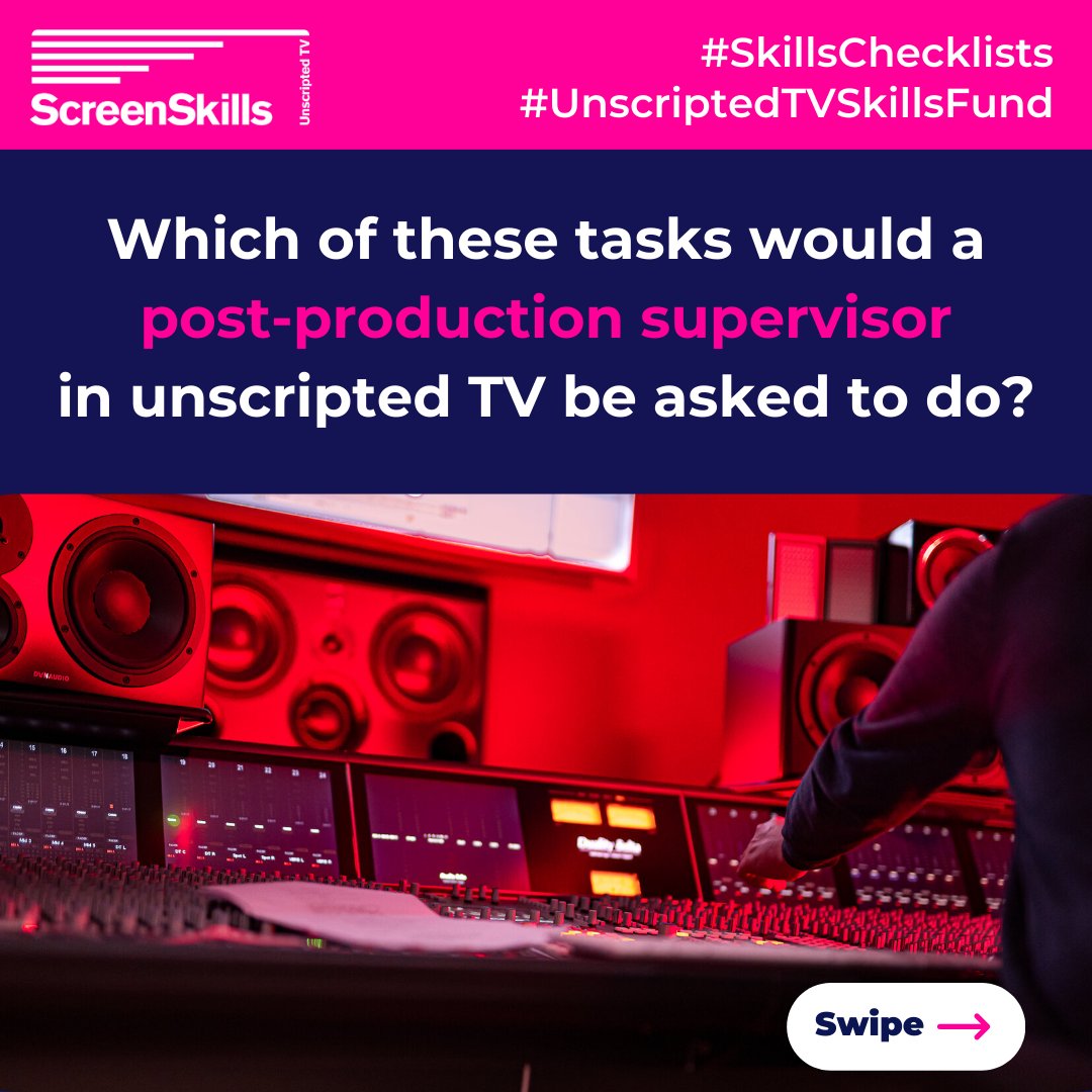 UKScreenSkills's tweet photo. Keen to step up into a new role in TV but want clarity on the role's responsibilities? Plan your professional development with our new #SkillsChecklists, developed by the #UnscriptedTVSkillsFund. Identify the skills you need to progress in your TV career: https://t.co/uMBNaoFsET https://t.co/d4P15L1aRS