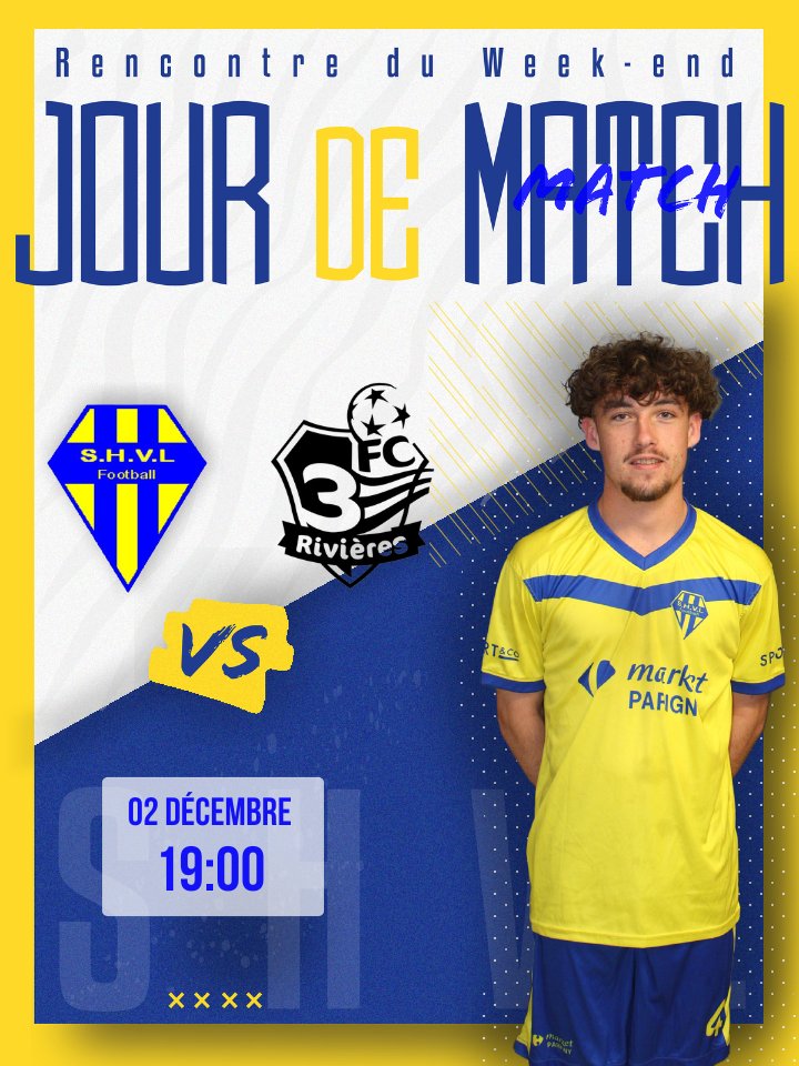 SLandelles's tweet photo. ⚽ Jour de Match ⚽

L'équipe fanion affronte le FC 3 Rivières ce soir en match de Régional 3 !!

A ce soir 👋

ALLEZ LES JAUNES ET BLEUS 💛💙

#SHVL https://t.co/PLz0TO1pJw