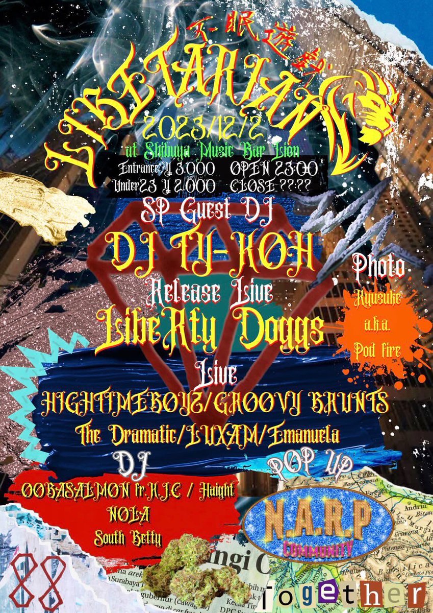 FLYBOY_RECORDS's tweet image. 本日、12/2 (土)
DJ TY-KOH
LIBETARIAN at 不眠遊戯ライオン (渋谷)
#FLYBOYRECORDS #DJTYKOH #LibeRtyDoggs #不眠遊戯ライオン #渋谷