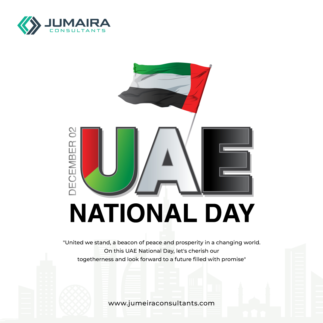 Jumeira Consultants wishes everyone a joyous UAE National Day! May this day be filled with happiness, love, and gratitude for our beloved country. 🇦🇪✨
#UAENationalDay #EmiratesSpirit #CelebrateUAE