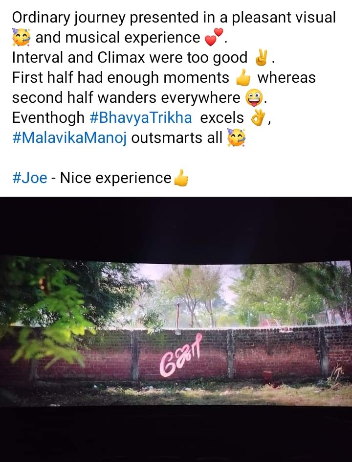Kannan5689's tweet photo. #Joe #JoeReview
#BhavyaTrikha
#MalavikaManoj https://t.co/ZxRHcKh9Pp