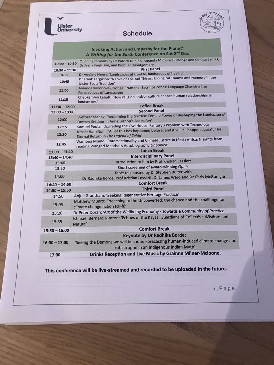TOMunro's tweet photo. Just getting ready for the start of the writing for the earth symposium at Ulster university!

You can follow the livestream @writingforearth 

Should be an interesting event, nicely timed alongside COP28 https://t.co/lD4AFJNOuf