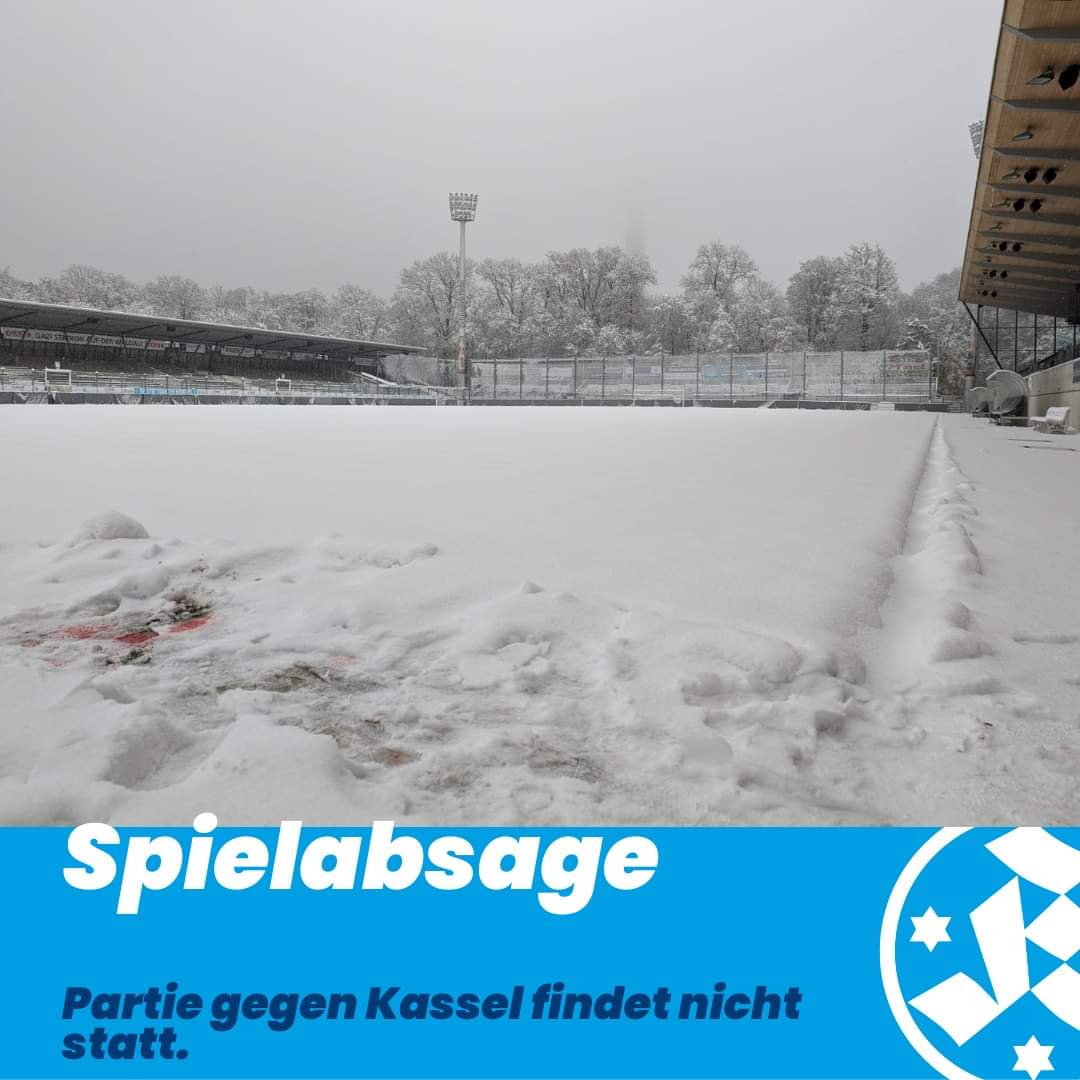 svk1899's tweet photo. Heimspiel gegen Kassel wurde abgesagt

Die Regionalliga Südwest hat nach Beurteilung der Platzkommission am heutigen Samstagvormittag die für morgen geplante Partie gegen den KSV Hessen Kassel abgesagt. https://t.co/seaCkUVf0f