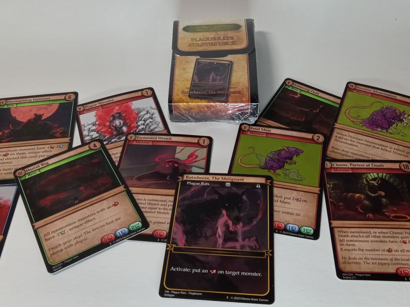 Electrostaticg's tweet photo. Flagbearer is officially released! This is the Rotwheeze Starter Deck. It contains a pre-made deck with 40 cards and 1 Flagbearer

See all Flagbearer products here: https://t.co/grp5zejUp5

#flagbearer #electrostaticgames #cardgame #ccg #indiegame #tcg https://t.co/sTGSoQjTPH