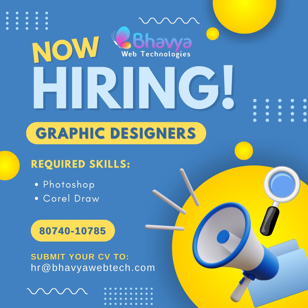 bhavyawebtech's tweet photo. Hiring Graphic Designers with 2 years exp. #bhavyawebtech
Send your CV to hr@bhavyawebtech.com
Proficient in Photoshop &amp; CorelDraw is must. https://t.co/aB4u5yeCDY