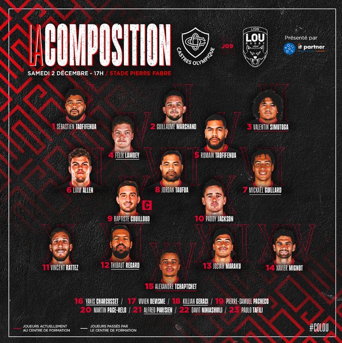DanslameleeXV's tweet image. Tout savoir sur le match entre Castres et Lyon pour la 9ème journée de Top 14 !

Castres Olympique (5e) 🆚 LOU Rugby (10e)
⌚️ Samedi 2 décembre à 17h
🏟️ Stade Pierre Fabre
📺 Multiplex Canal+ / Canal+ Sport

#Top14 #Rugby #COLOU #LOU #Lyon #Castres #CO