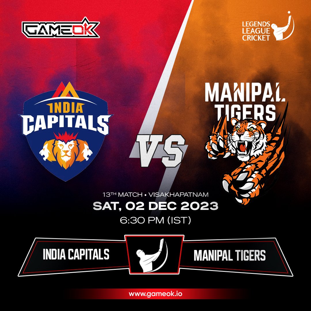🏏 Legends League Cricket action continues! 🌟
Catch the 13th Match as #IndiaCapitals take on #ManipalTigers at Visakhapatnam. 🕡

🎮 Join #GameOK Now! (Link in Bio)

🎁 Sign Up Bonus
💰 Deposit Bonus
🌟 Unlimited Winnings
🌐 Premium Websites
🔴 Live Gaming
💸 24/7 Withdrawals
📢…