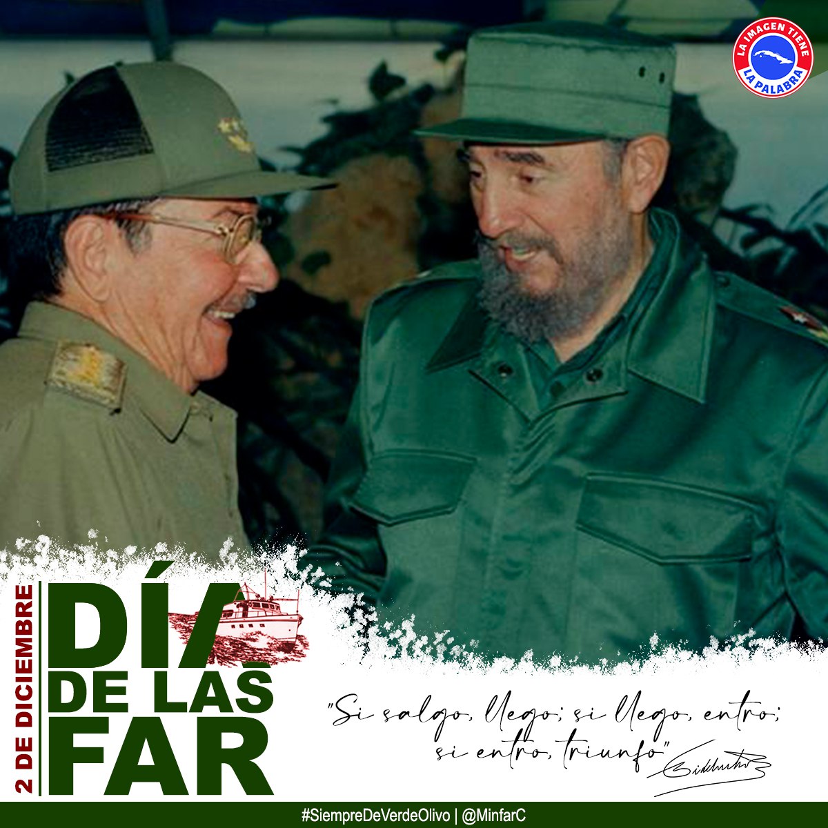 Desde #Bayamo la felicitación a los hombres y mujeres que integran las FAR, fieles seguidores de #FidelPorSiempre y #RaúlEsRaúl. Gracias por salvaguardar la #Revolución #SiempreDeVerdeOlivo <a href="/DiazCanelB/">Miguel Díaz-Canel Bermúdez</a> <a href="/DrRobertoMOjeda/">Dr. Roberto Morales Ojeda</a> <a href="/PartidoPCC/">Partido Comunista de Cuba</a> @EduardoLpezLey3