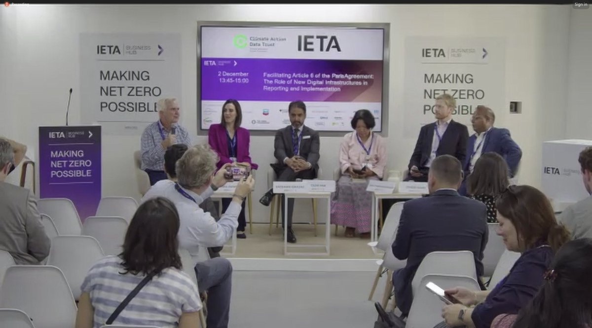 COP28: Our side event "Facilitating #Article6 of the Paris Agreement: The Role of New Digital Infrastructure in Reporting and Implementation" is underway.

Don't miss this insightful session at the <a href="/IETA/">IETA</a> Business Hub. Can't make it in person? Join us virtually and be part of the