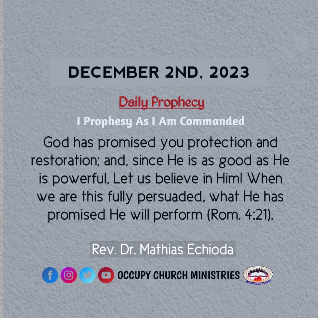 What he has promised... he will perform.

#Iprophesy