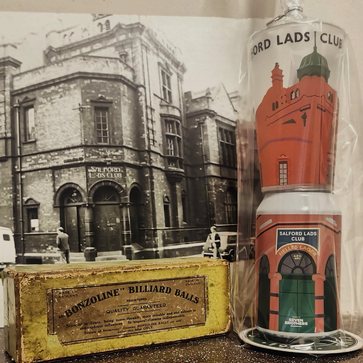 We’ve collaborated with @SEVENBRO7HERS to bring you this special edition beer can, celebrating 120 years of Salford Lads and Girls Club 🧱📜🍺 The can features artwork by Jess Eckersley, a student at Pendleton College and granddaughter of Archie Swift ♥️