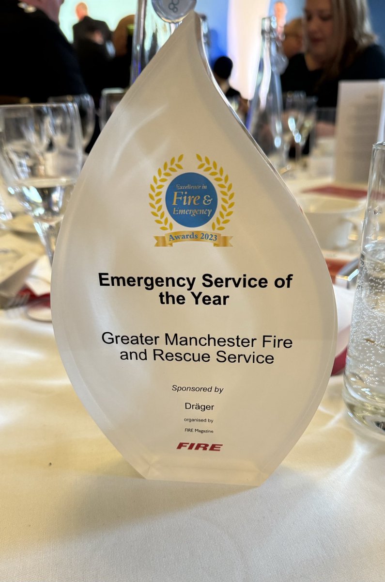A huge honour to accept the award on behalf of everyone ⁦@manchesterfire⁩ The award is all about my staff - their dedication, commitment and hard work. It’s a privilege to lead the Service - our people are GMFRS & our improvement journey will continue - we are Team GMFRS🚒