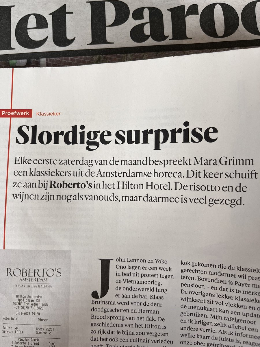 Zeker als je zelf anderen de maat neemt, kan je maar beter zorgen dat je eigen product op maat is, en al helemaal je eerste zin. <a href="/parool/">Het Parool</a> @etenmetmara @pshetparool