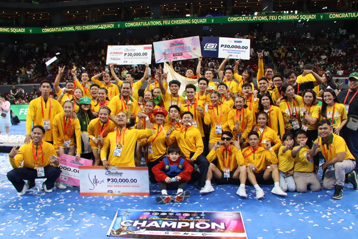 sdcbusico's tweet photo. Claiming their 4th CDC Championship, the FEU Cheering Squad takes home the gold as they drive all the way to the top of the Season 86 Cheerdance Competition

#SuperTAMario
#UAAPCDC2023
#UAAPSeason86
#FuelingTheFuture https://t.co/fPEXHoca96