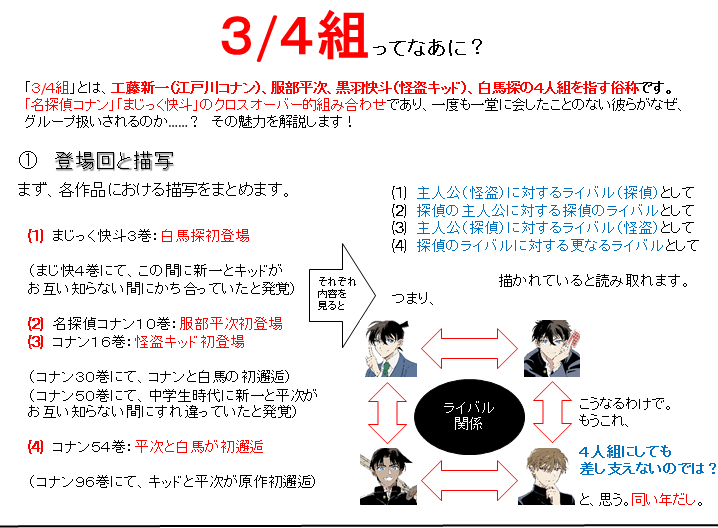 3/4組”をよろしくお願いします！ 「名探偵コナン」「まじっく快斗
