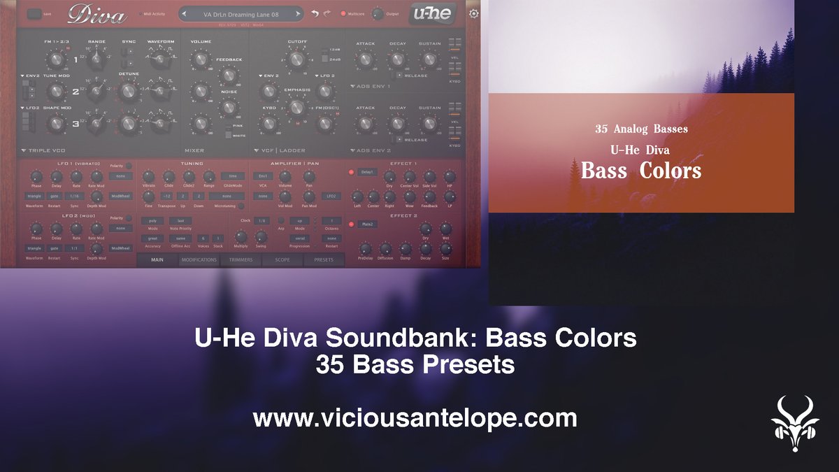 Analog synth basses for @uheplugins Diva

viciousantelope.com/product-page/b…

#synth #synthesizer #music #musicproducer #musicproducers #musicproduction #musician #ableton #abletonlive #flstudio #cubase #protools #synth #inspiration #sound #viciousantelope #vst #diva