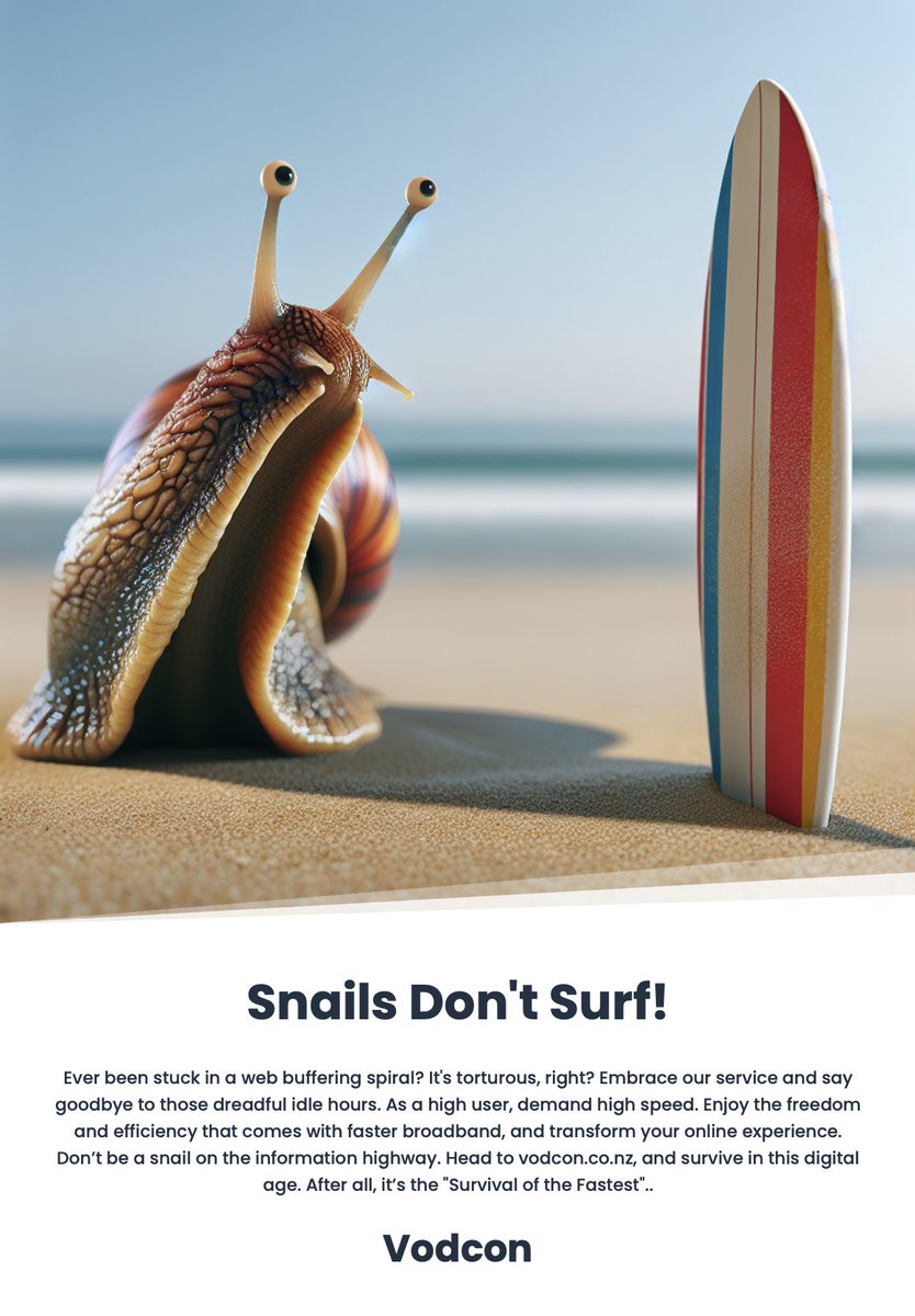 Snails don't surf. #aiads #dalle3 #aiart