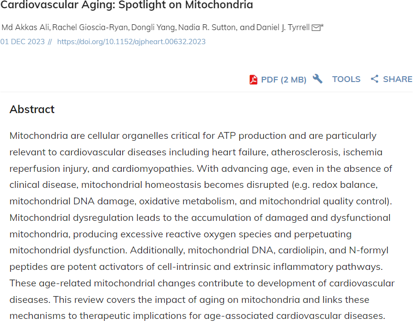 Cardiovascular Aging: Spotlight on Mitochondria journals.physiology.org/doi/abs/10.115… 👏@md_akkas_ali @dantyrr @UABPathology | @ThePhySoc