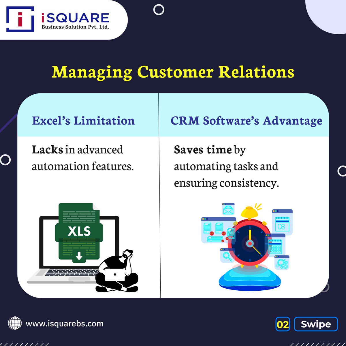 isquarebs's tweet photo. Can Excel spreadsheets replace a CRM in handling customer relations? The answer is NO.
Checkout the differences below!

Explore more at https://t.co/GIyIVpYVwz

#crmdevelopmentcompany #isquarebs #crmsolutions https://t.co/QxCh5KNsGH
