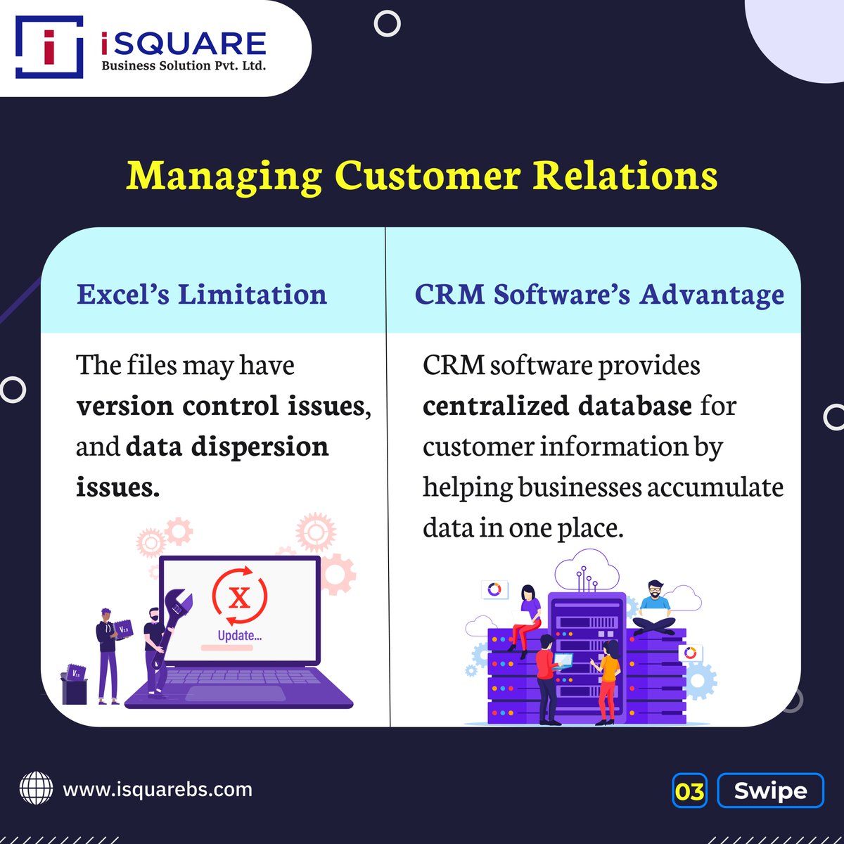 isquarebs's tweet photo. Can Excel spreadsheets replace a CRM in handling customer relations? The answer is NO.
Checkout the differences below!

Explore more at https://t.co/GIyIVpYVwz

#crmdevelopmentcompany #isquarebs #crmsolutions https://t.co/QxCh5KNsGH
