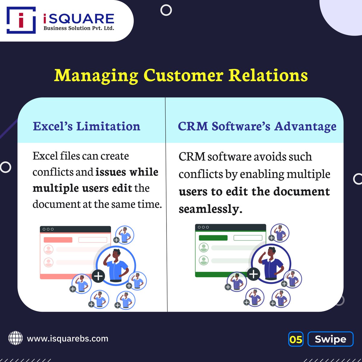 isquarebs's tweet photo. Can Excel spreadsheets replace a CRM in handling customer relations? The answer is NO.
Checkout the differences below!

Explore more at https://t.co/GIyIVpYVwz

#crmdevelopmentcompany #isquarebs #crmsolutions https://t.co/QxCh5KNsGH