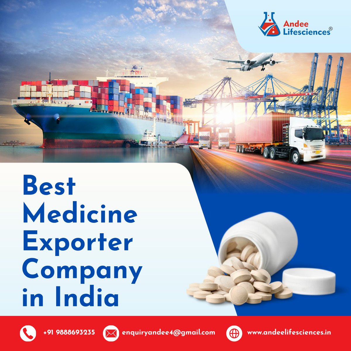 Embarking on a journey of excellence, Andee Lifesciences sets the standard as India's trusted Medicine Exporter Company, redefining global healthcare standards.💊#MedicineExporter #PharmaExports #ExportingQualityHealthcare #exporters #pharma #healthcare #trending2023 #exports