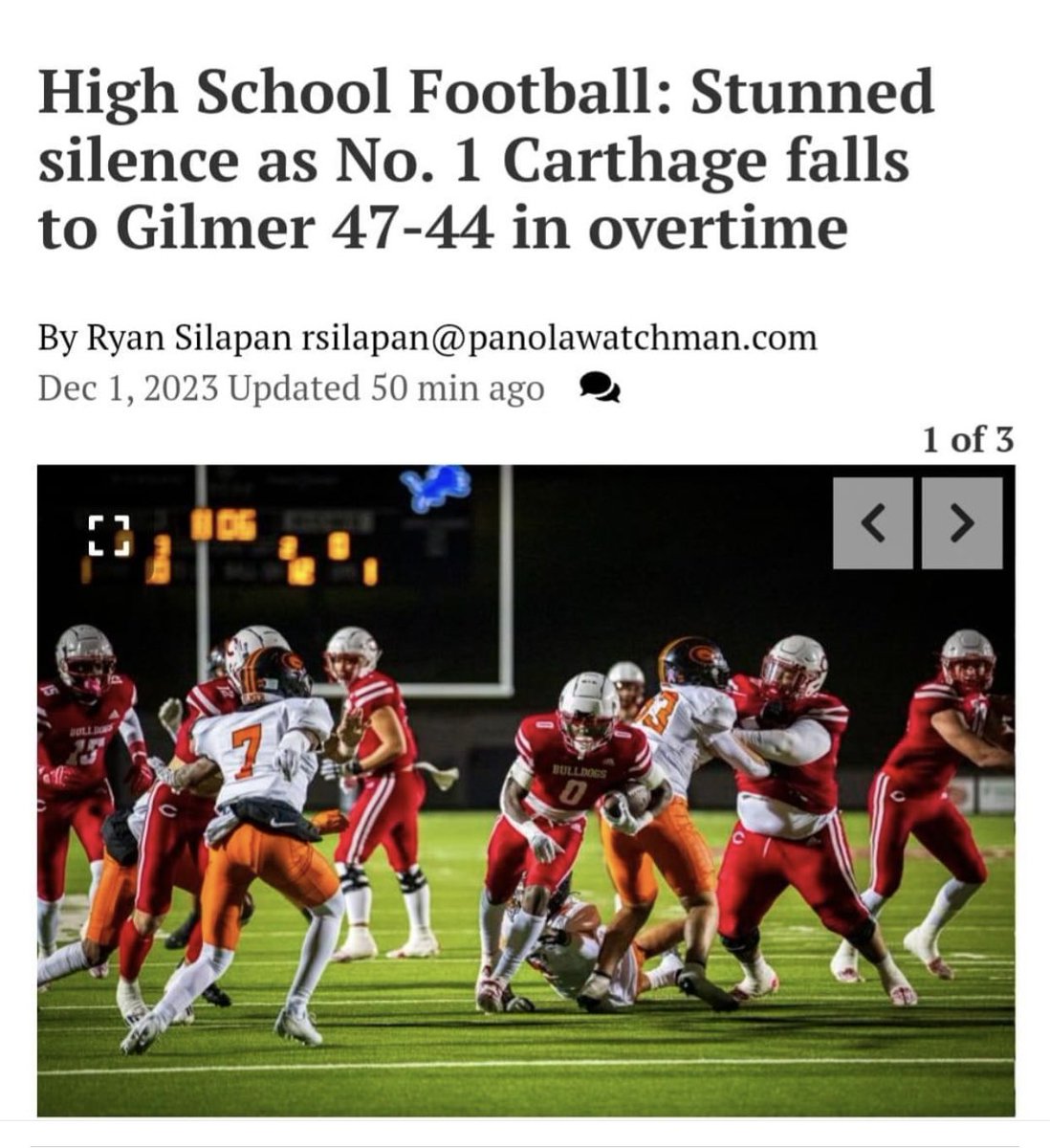 GilmerISDProud's tweet photo. Our players, coaches, fans, band, cheerleaders, drill team, &amp; majorettes were not silent for one second! “An Army of Buckeyes”!! https://t.co/JRWloUFPNk