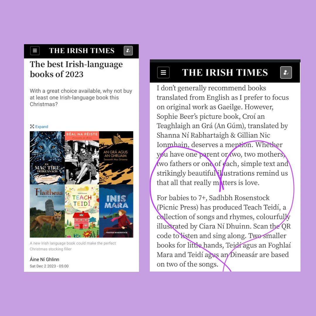 Picnic Press (@picnicpress_ie) on Twitter photo The best Irish-language books of 2023. Our three Teidí books get a mention in the <a href="/IrishTimesCultr/">Irish Times Culture</a> today. Yipí! 📚🧸
Míle buíochas le hÁine Ní Ghlinn 💚
So many great books to choose from when buying a Christmas gift 📚🎄
picnicpress.ie/store The best Irish-language books of 2023. Our three Teidí books get a mention in the <a href="/IrishTimesCultr/">Irish Times Culture</a> today. Yipí! 📚🧸
Míle buíochas le hÁine Ní Ghlinn 💚
So many great books to choose from when buying a Christmas gift 📚🎄
picnicpress.ie/store
