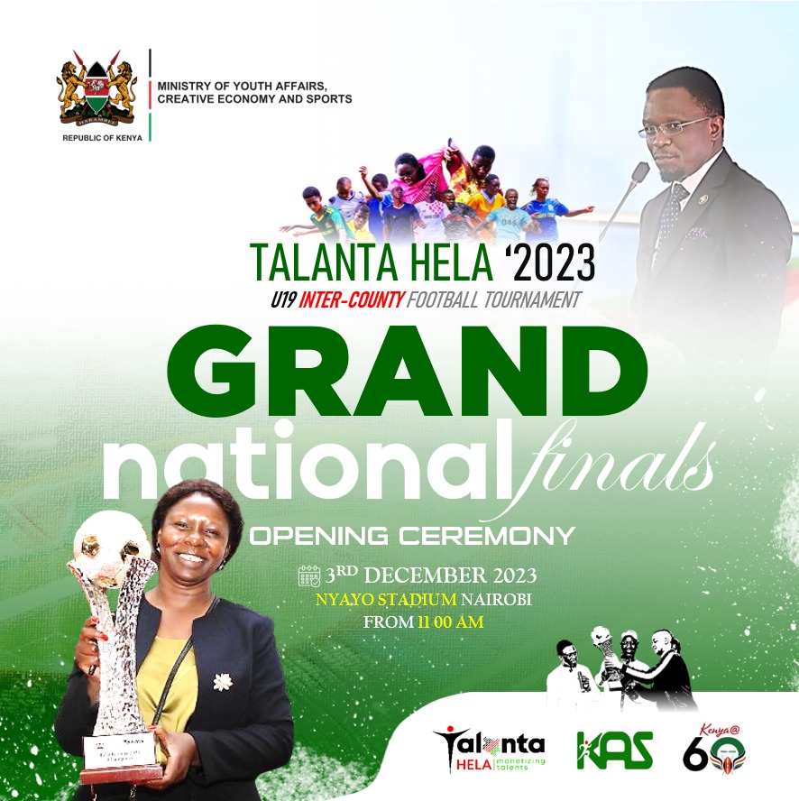 All roads leading to Nyayo tomorrow for the Grand National Finals opening ceremony
#U19TournamentNationals
Kesho Twende Nyayo 
TalantaHela Trophy