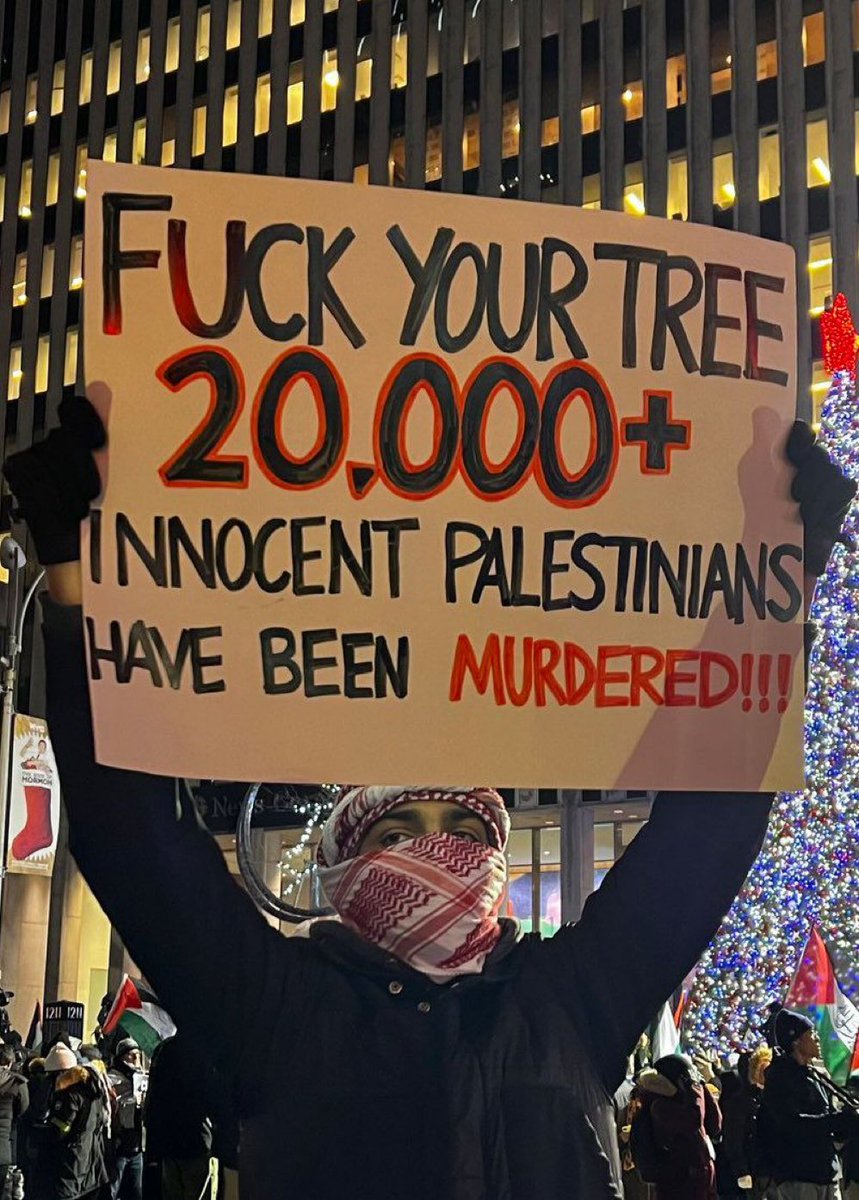 CyrilSirgi's tweet photo. They need to be told: 

- The world doesn't revolve around them.
- Millions of Africans died from hunger. 
- 700,000+ of Syrians were killed under Al Assad's rule. (We didn't see one demonstration from them) 

Yet Christmas trees were always around and forever will be. https://t.co/0cr7Uogggl