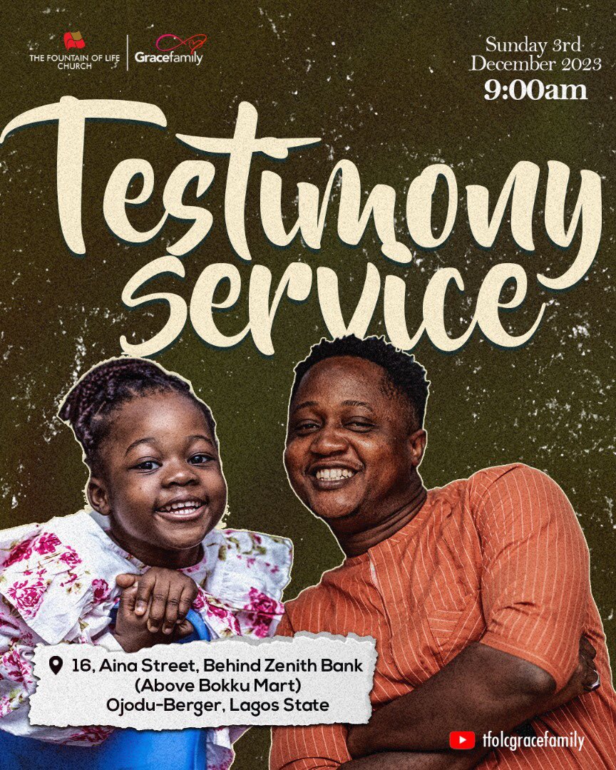 Grateful hearts and inspiring stories will fill the air on this blessed Testimony Sunday. 

Come and witness the power of faith and transformation that has left us awestruck by God’s presence in our lives. 🙏💫 

#TestimonySunday #PowerofFaith #GratefulHearts