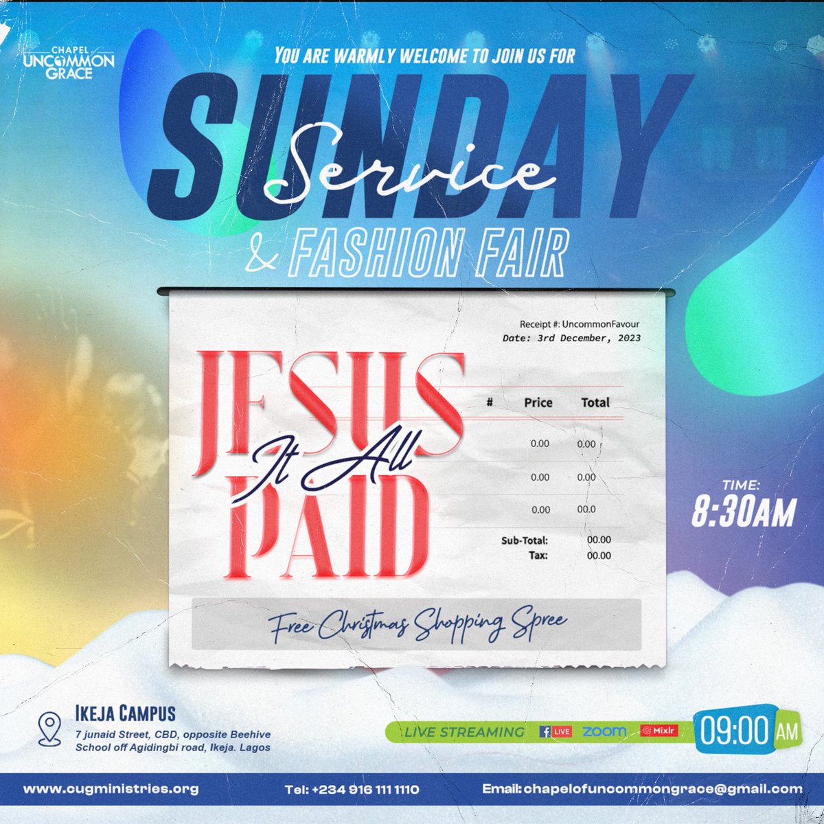 CUGMinistries's tweet image. Jesus Paid It All 🛒👗👚 #CUGFashionFair #CUGMinistries