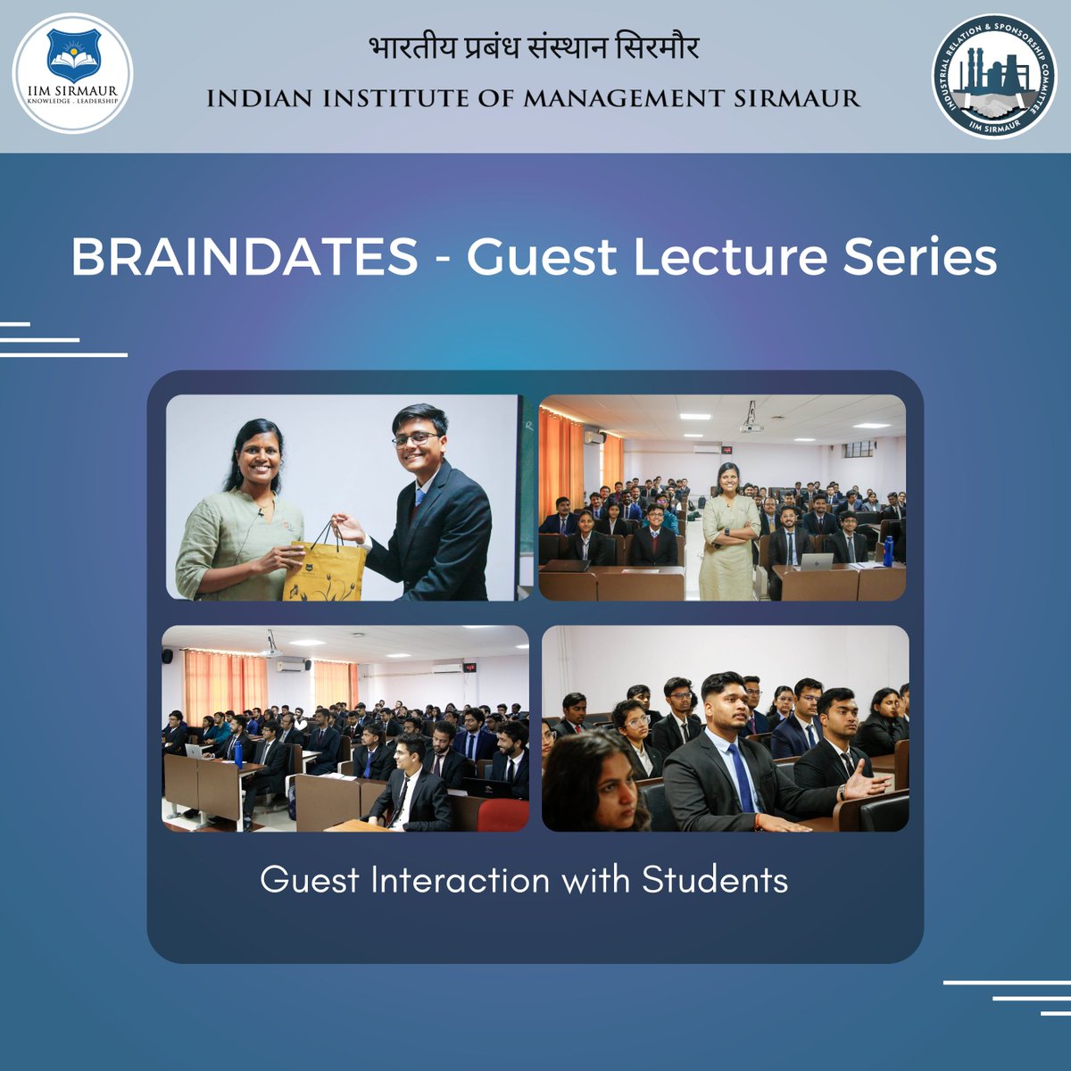 IIM_Sirmaur's tweet image. In the #Braindates guest lecture series organized by the IRS Committee, @IIMSirmaur was delighted to welcome @raji_zoho, The Director - #ProductManagement, @Zoho, as the guest speaker. She enlightened the session with her immense knowledge of #entrepreneurship and #startups

#IIM