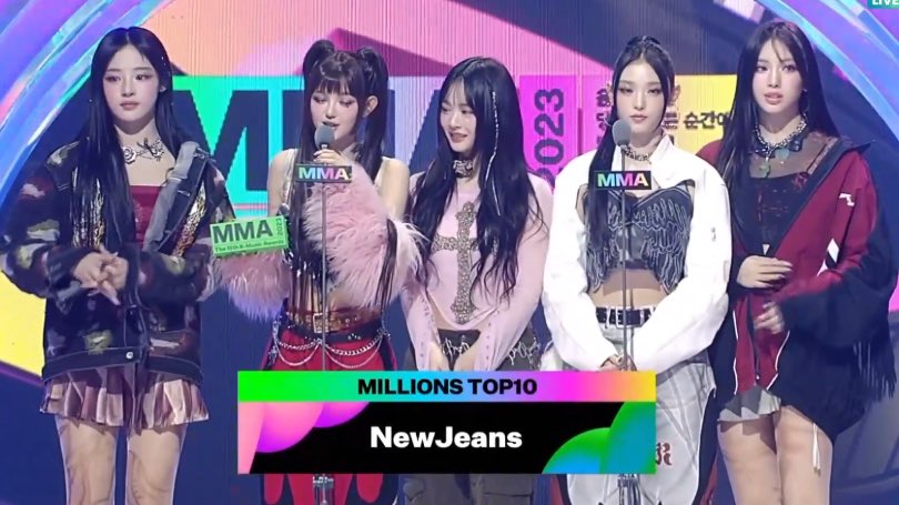 Congratulations to #NewJeans for winning ‘MILLIONS TOP10’ Award at the 2023 MelOn Music Awards 🎉 #MMA2023 #MelOnMusicAwards