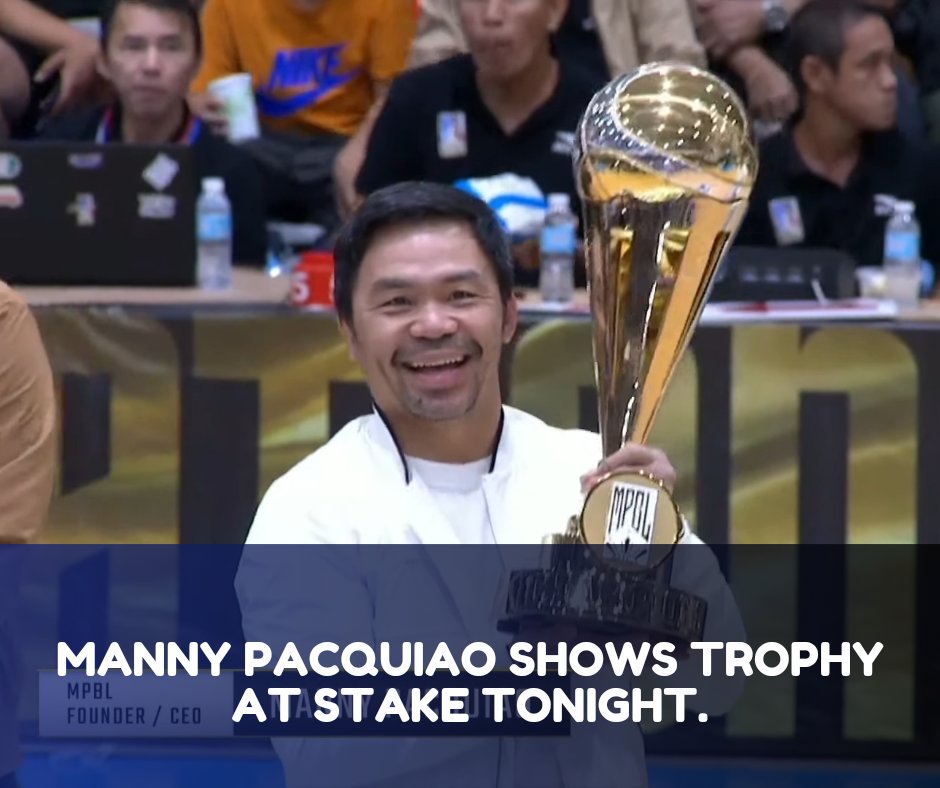 Dinala na ni pacman ang Trophy just in case manalo Pampanga. Ganda ng trophy. Mga previous trophies were worth P10 million pesos each. Maiuuwi na ba to ng Pampanga Giant Lanterns ngayong gabi? #mpblplayoffs2023 #mpbl2023 #MPBLPlayOffs #MPBL