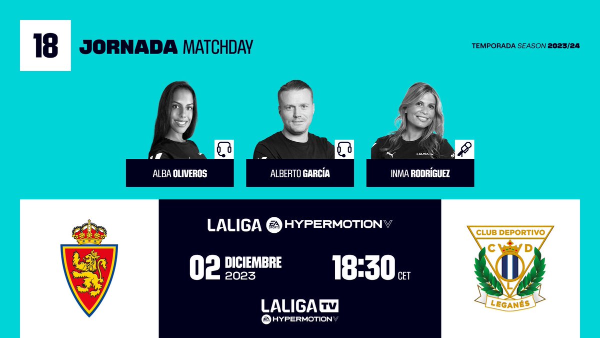 Alberto García (@1alberto_garcia) on Twitter photo 🚨 Gran partido el que tenemos esta tarde en la #LigaHypermotion.
Real Zaragoza 🆚 CD Leganés
📺 #LaLigaTVHypermotion
🏟️ La Romareda
🎙️ <a href="/albaoliverosz/">Alba Oliveros</a> <a href="/InmaRodriguezR/">Inma Rodríguez</a>
#InsideLaLiga 🚨 Gran partido el que tenemos esta tarde en la #LigaHypermotion.
Real Zaragoza 🆚 CD Leganés
📺 #LaLigaTVHypermotion
🏟️ La Romareda
🎙️ <a href="/albaoliverosz/">Alba Oliveros</a> <a href="/InmaRodriguezR/">Inma Rodríguez</a>
#InsideLaLiga