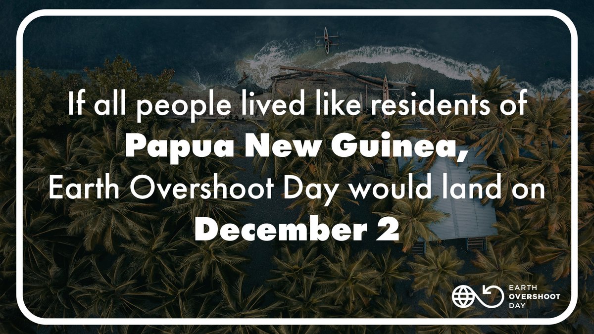 🇵🇬 If all people lived like residents of #PapuaNewGuinea, #EarthOvershootDay would land on December 2. Learn more about trends for Papua New Guinea. ⤵️ data.footprintnetwork.org/#/countryTrend… #MoveTheDate #OvershootDay