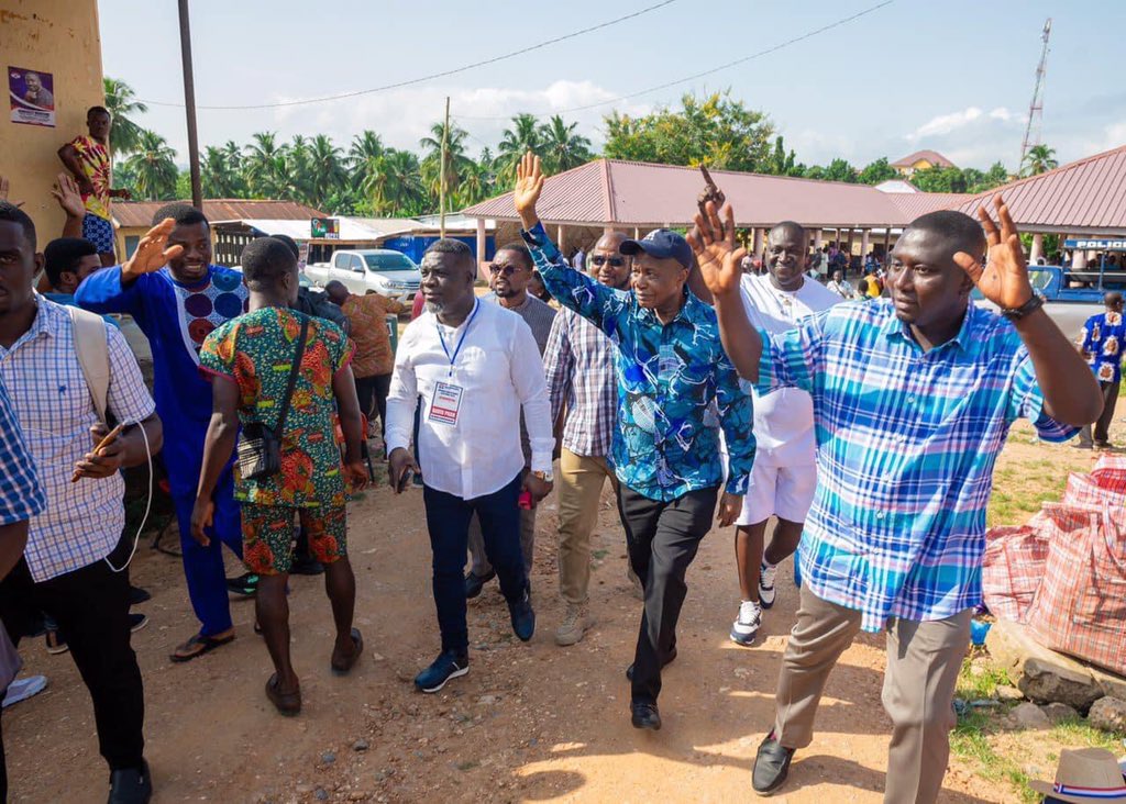patriottvgh's tweet photo. NPP National Chairman, Stephen Ayensu Ntim was at the Ayensuano constituency this morning to monitor their primaries to choose a Parliamentary candidate for the NPP in the December 2024 Elections.  

The aspirants assured him that they are happy with the process and will certainly abide by the laid down rules and regulations the Party has put in place for the exercise. 
“In fact, the party is united and ready for victory in 2024. We will surely Break the Eight indeed.” He wrote.

#NPPParliamentaryPrimaries