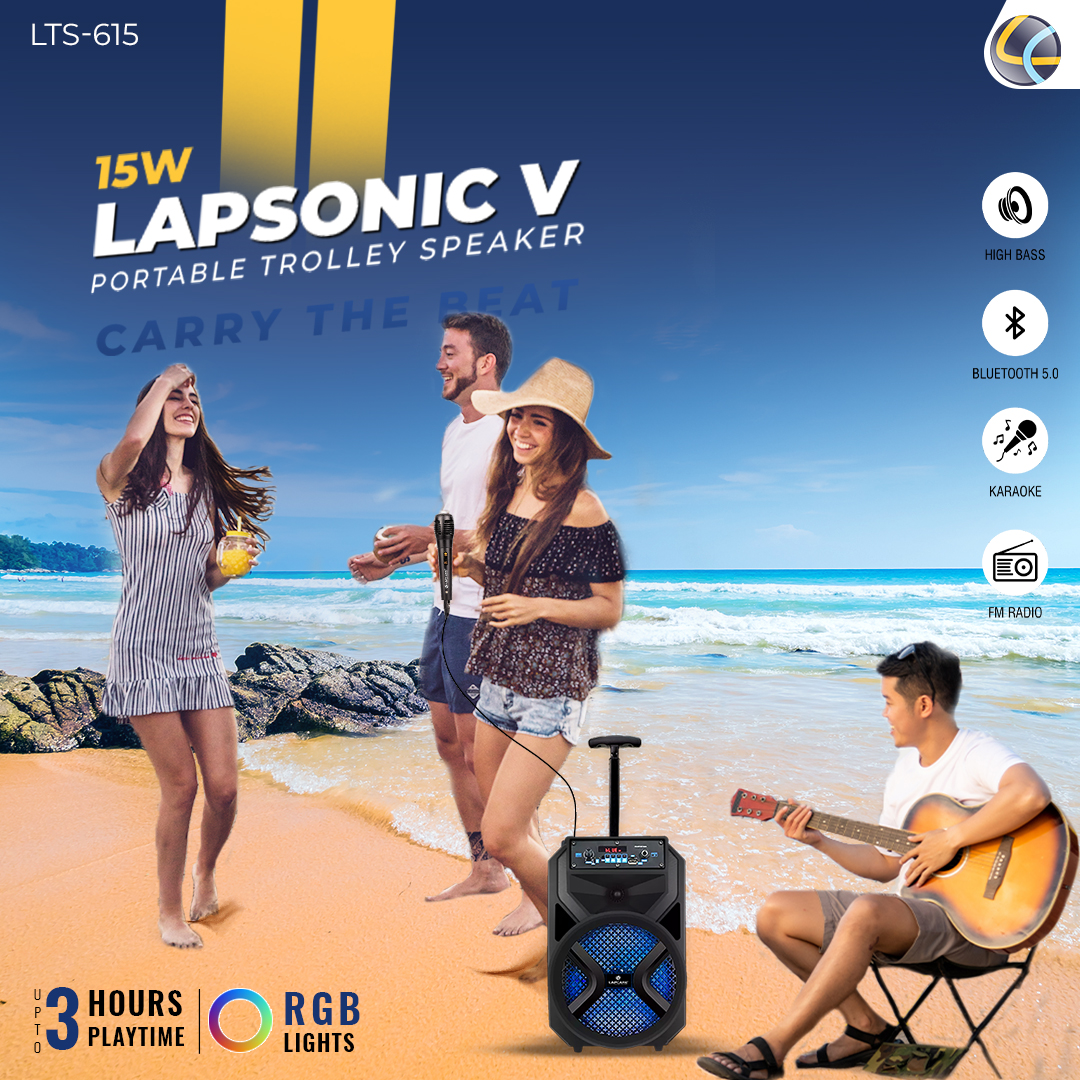 Unleash the power of music with the Lapcare LAPSONIC V 15W Trolley Speaker LTS-615 - where superior sound meets portable perfection! 🎶🔊 #lapcarelapsonic #trolleyspeakermagic #trolleyspeaker #wiredmic #partyvibe #carrythebeat #enjoythemoment #lapcare #lapcareworld