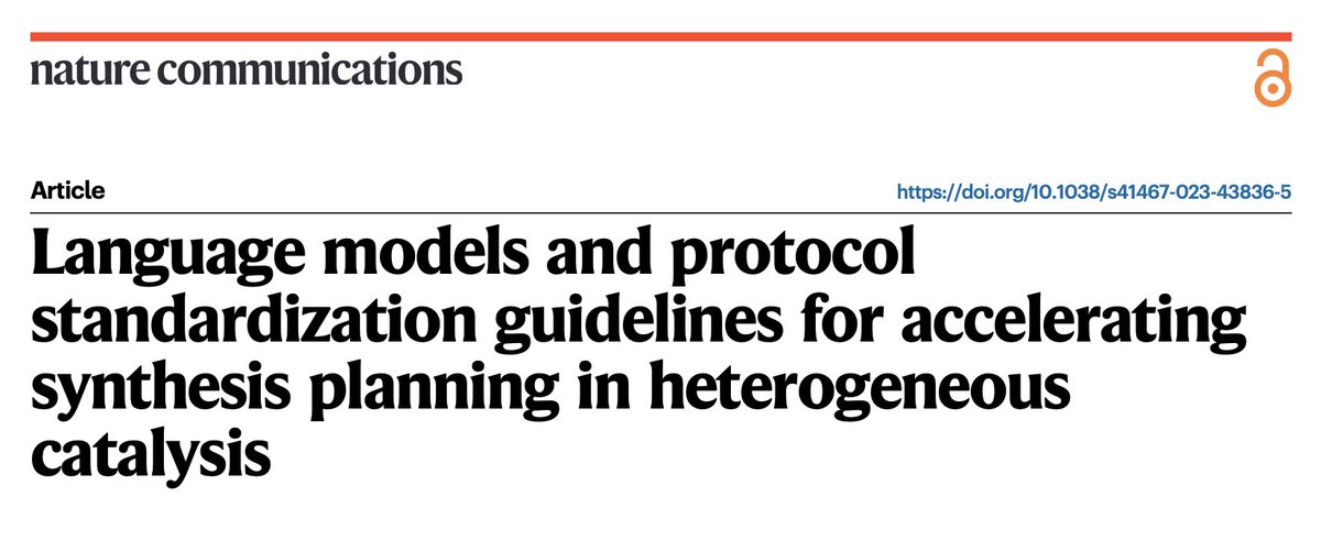 Thrilled to share our latest @NatureComms, reporting a transformer model to accelerate heterogeneous catalysis synthesis planning 👇 nature.com/articles/s4146… Collaboration with @teodorolaino @IBMResearch within @NCCR_Catalysis 💚