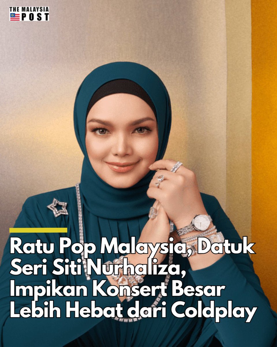 PostMalaysia's tweet image. Datuk Seri Siti Nurhaliza, ingin mengadakan konsert yang lebih besar selepas Coldplay memecah rekod dengan 75,000 kehadiran di Stadium Nasional Bukit Jalil.

Baca lagi | themalaysiapost.com/ratu-pop-malay…

#Sitinurhaliza #coldplayinkl #konsert #Malaysia