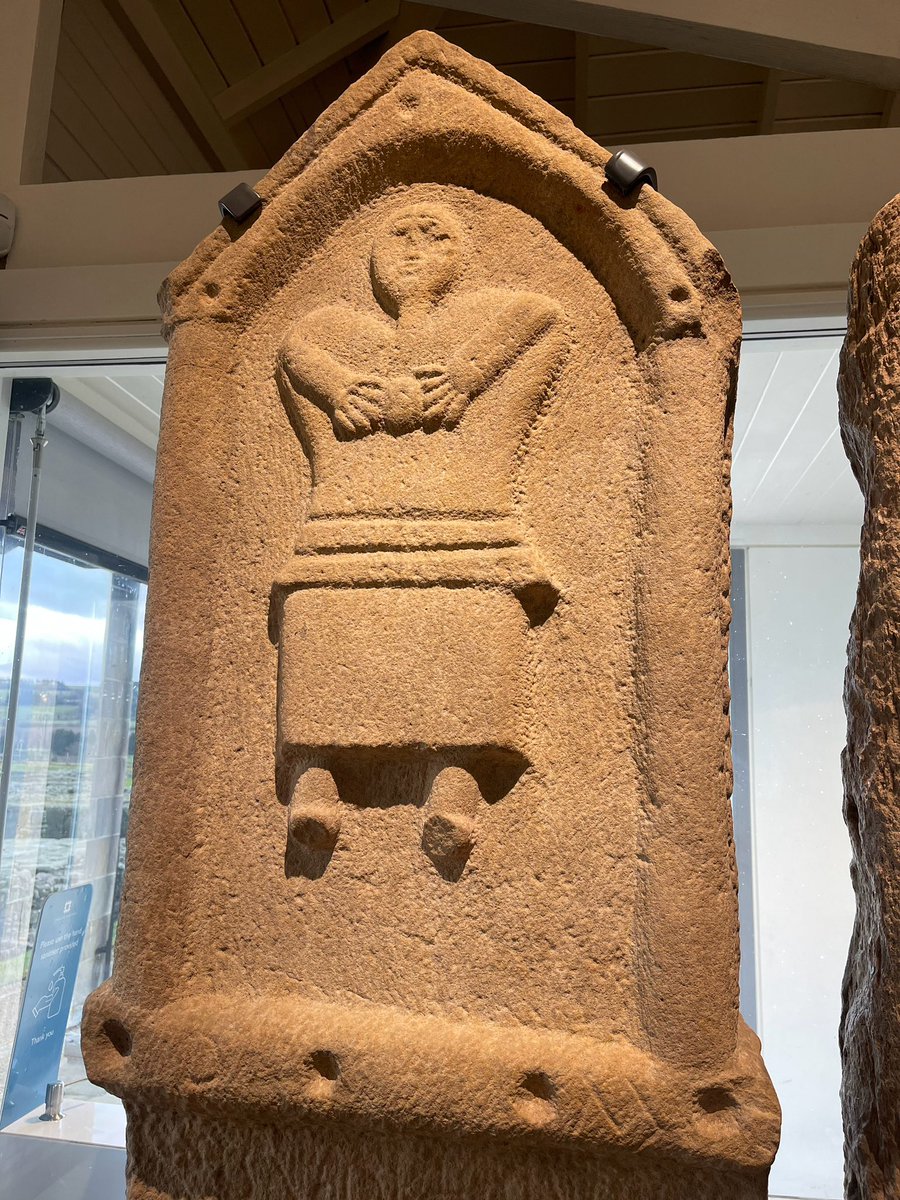 This could be mistaken for an 18thC Gravestone. The young girl who was buried under this stone was called Vellibia Ertola, who the inscription tells us lived happily for 4 years & 6 days. She is shown playing with a ball. Velibia’s short life was at Roman
Corbridge in the 2ndC AD