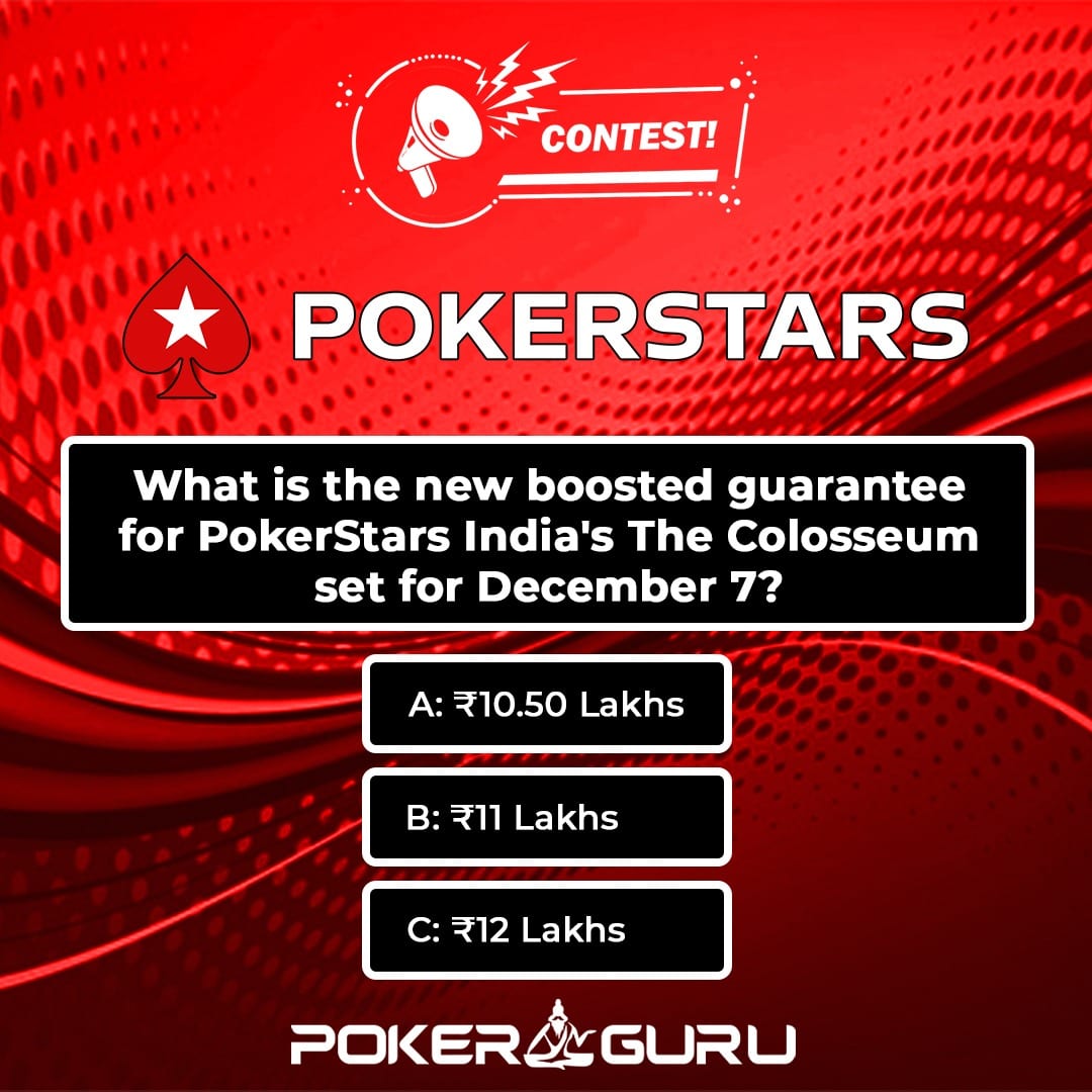 PkrGuru's tweet photo. #ContestAlert #Giveaway 😄 

Ready to give your poker earnings a major boost? 🤔 Join the thrilling games at @PokerStarsIN and take your bankroll to new heights with the platform bearing the entire GST burden for players! 🚀

Plus, get in on our contest to snag one of FIVE exclusive tickets 🎟️ worth ₹2,000 each to PokerStars India's The Colosseum Mega Satellite! 🤩

You know the rules:
1. Sign up on PokerStars India here 👉🏻 https://t.co/ilqZmwljmo
2. Like/Follow 📲 #PokerGuru & PokerStars India
3. Comment with the correct answer, your PokerStars India account ID, and tag three poker friends. 👥👥👥
4. Subscribe to our WhatsApp Channel: https://t.co/f13VdE26gW

The contest is open across all our social media handles on #Facebook, #Instagram, and #Twitter. Entries across all platforms will be considered while awarding the prizes.

Winners will be announced on our WhatsApp channel on December 4 by 6 PM. 🕕

Good luck, everyone! 🤞🏻